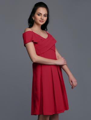 cross-over detail pleated dress - 15445198 - Standard Image - 3