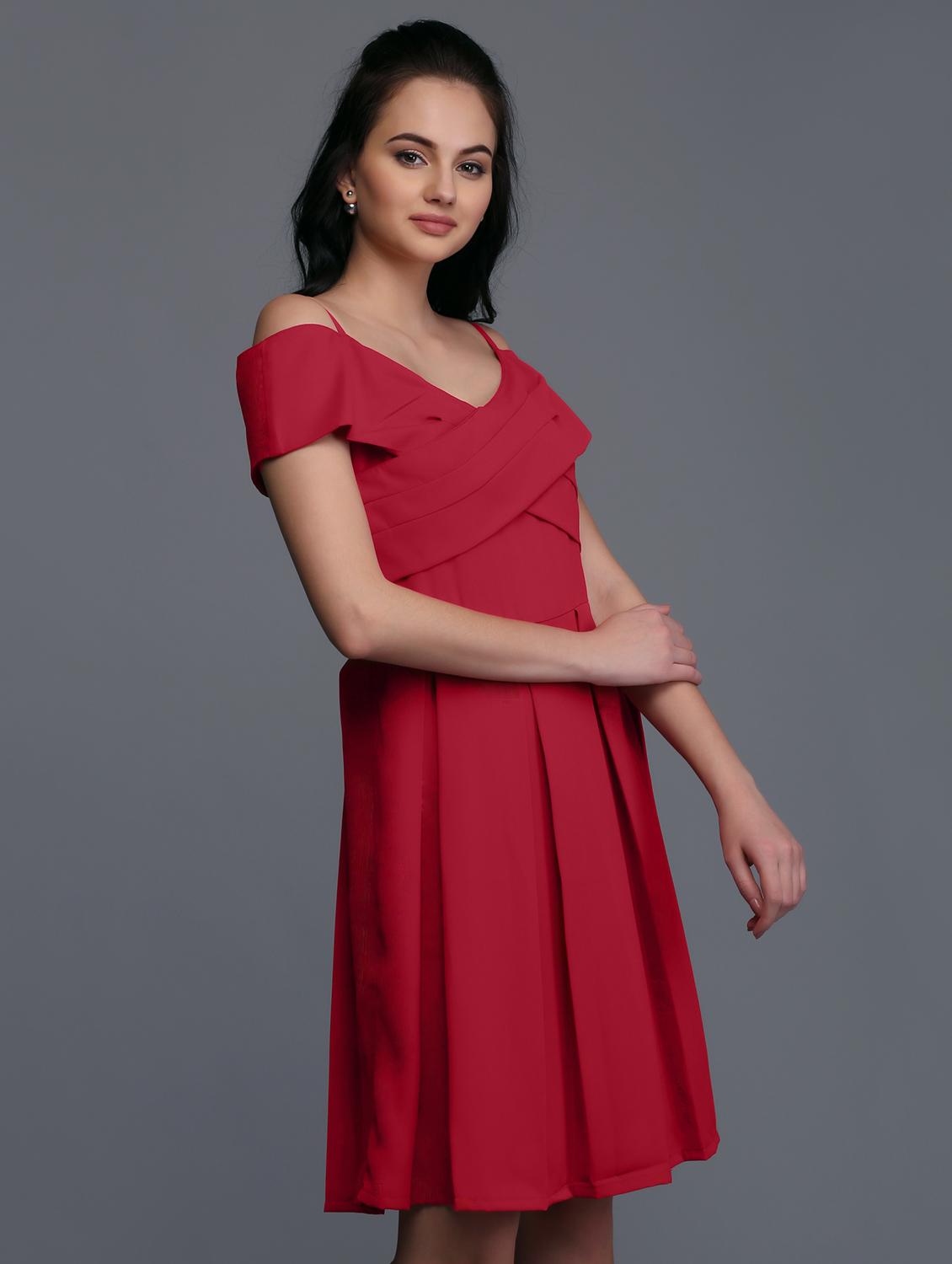 cross-over detail pleated dress - 15445198 - Zoom Image - 3