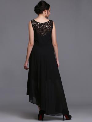 lace detail asymmetric maxi dress - 15445216 - Standard Image - 3