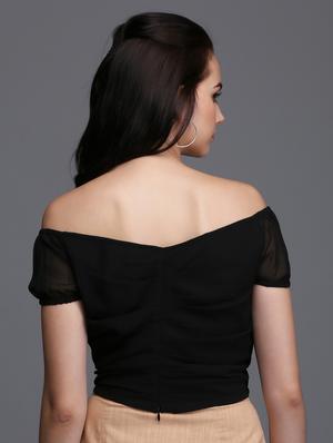 off shoulder pleated crop top - 15445243 - Standard Image - 3