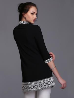 button front mandarin neck tunic - 15445263 - Standard Image - 3