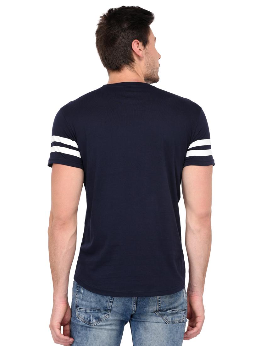 navy blue cotton chest print tshirt - 15446608 - Zoom Image - 3