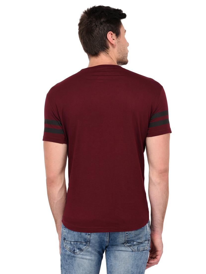 maroon cotton chest print tshirt - 15446764 - Zoom Image - 3