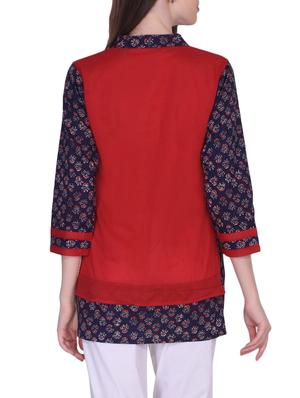 red cotton aline kurti - 15448630 - Standard Image - 3