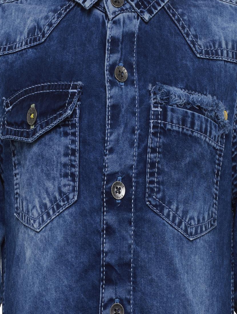 dark blue cotton shirt - 15448669 - Zoom Image - 3