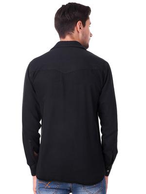 black denim casual shirt - 15452367 - Standard Image - 3
