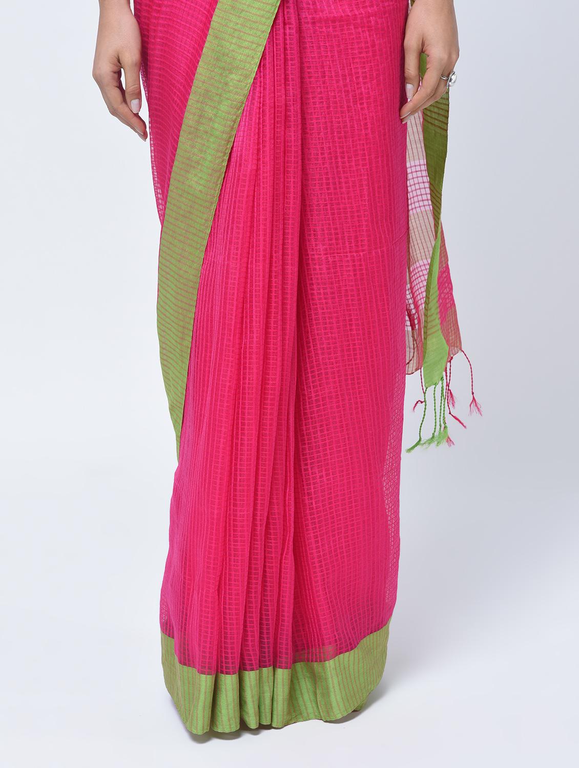 contrast border jamdani saree with blouse - 15452386 - Zoom Image - 3