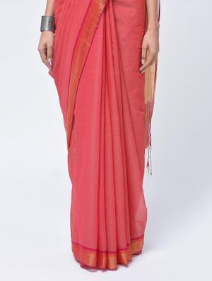zari border jamdani saree with blouse - 15452402 - Standard Image - 3