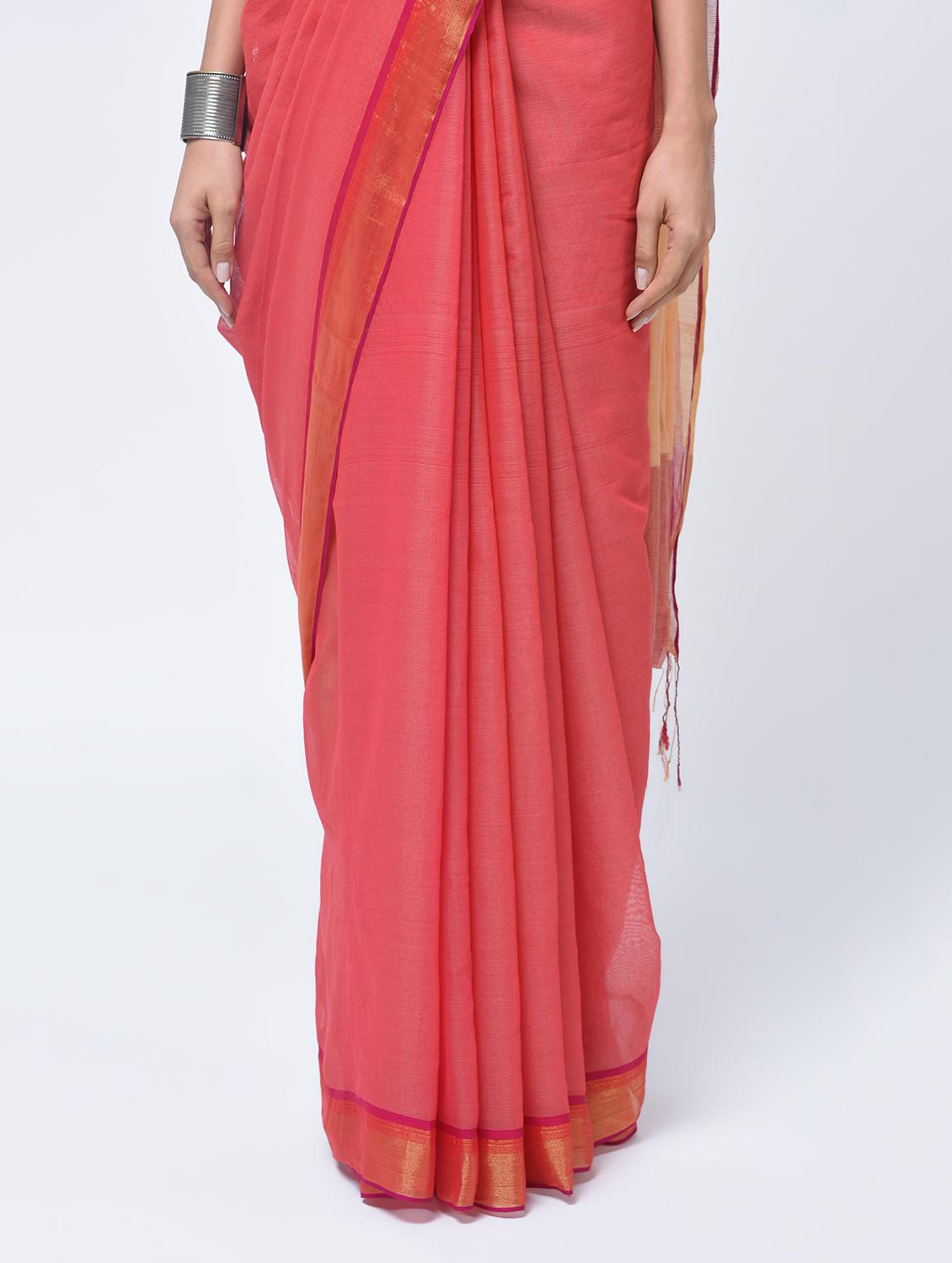 zari border jamdani saree with blouse - 15452402 - Zoom Image - 3