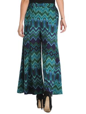 blue crepe flared palazzo - 15452718 - Standard Image - 3