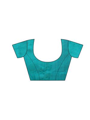 checkered printed saree with blouse - 15454137 - Standard Image - 3