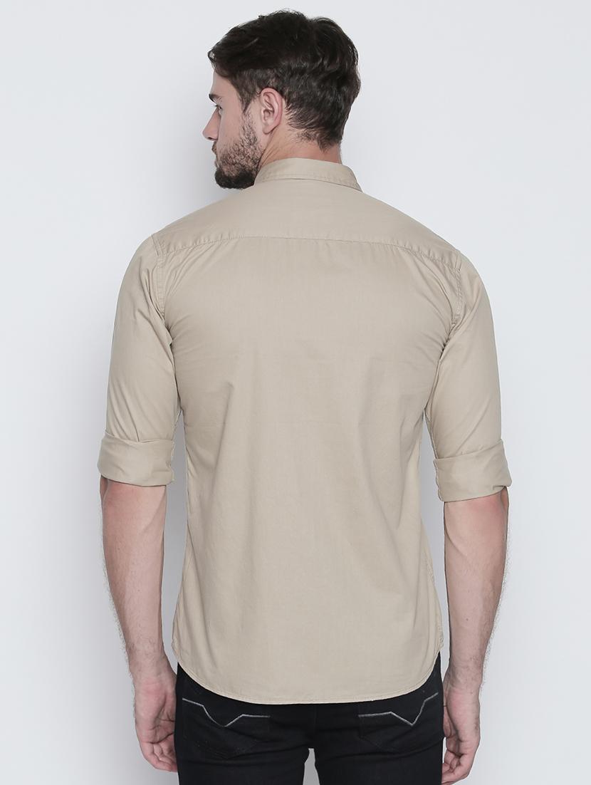 beige cotton casual shirt - 15455283 - Zoom Image - 3