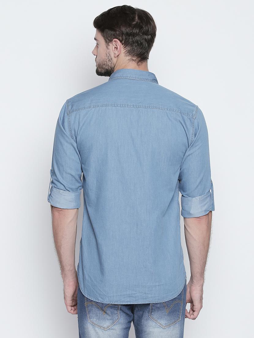 light blue denim casual shirt - 15455287 - Zoom Image - 3