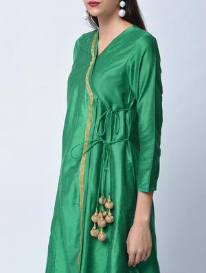 Angrakha with block printed palazzo - 15456328 - Standard Image - 3