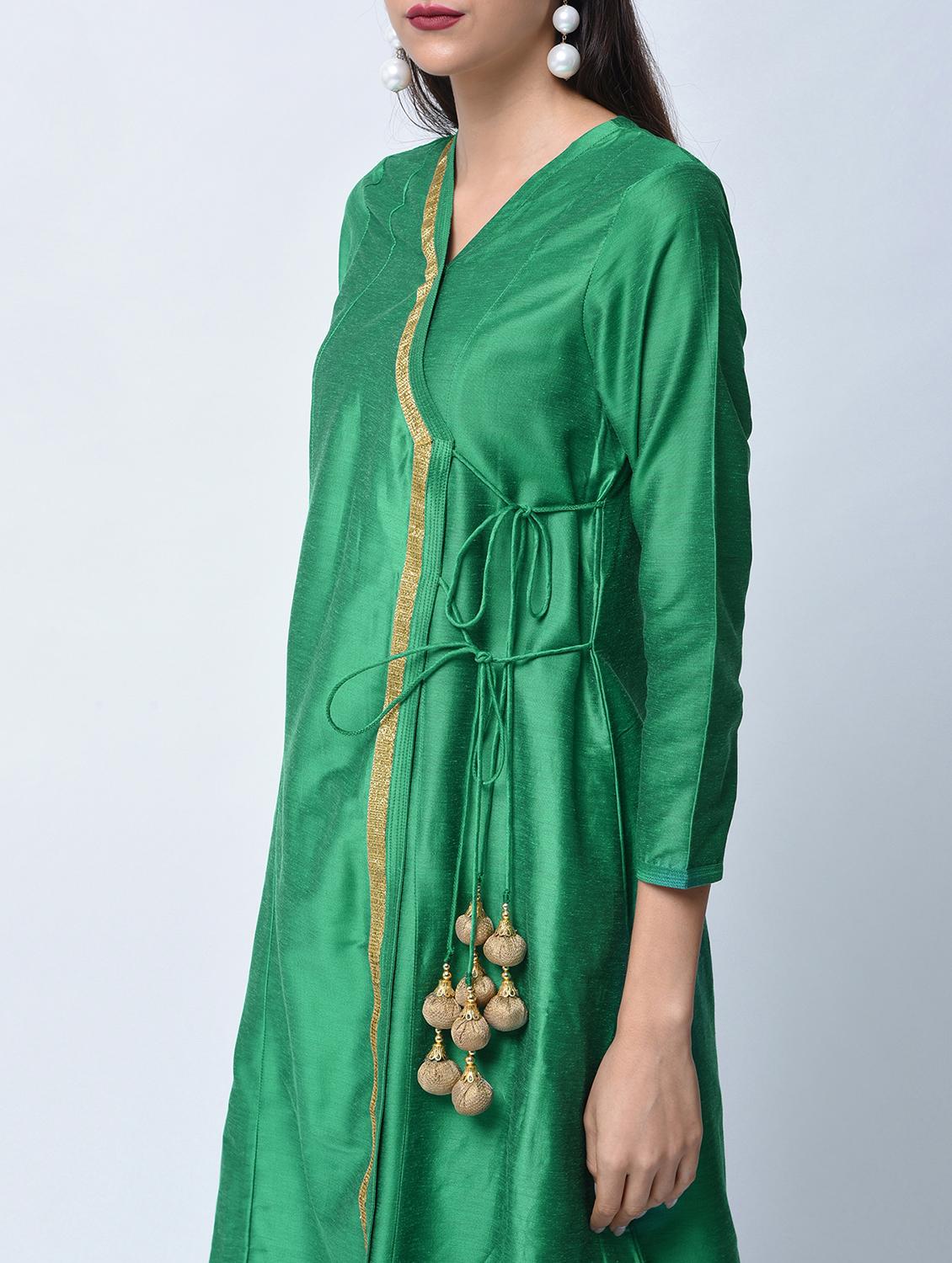 Angrakha with block printed palazzo - 15456328 - Zoom Image - 3