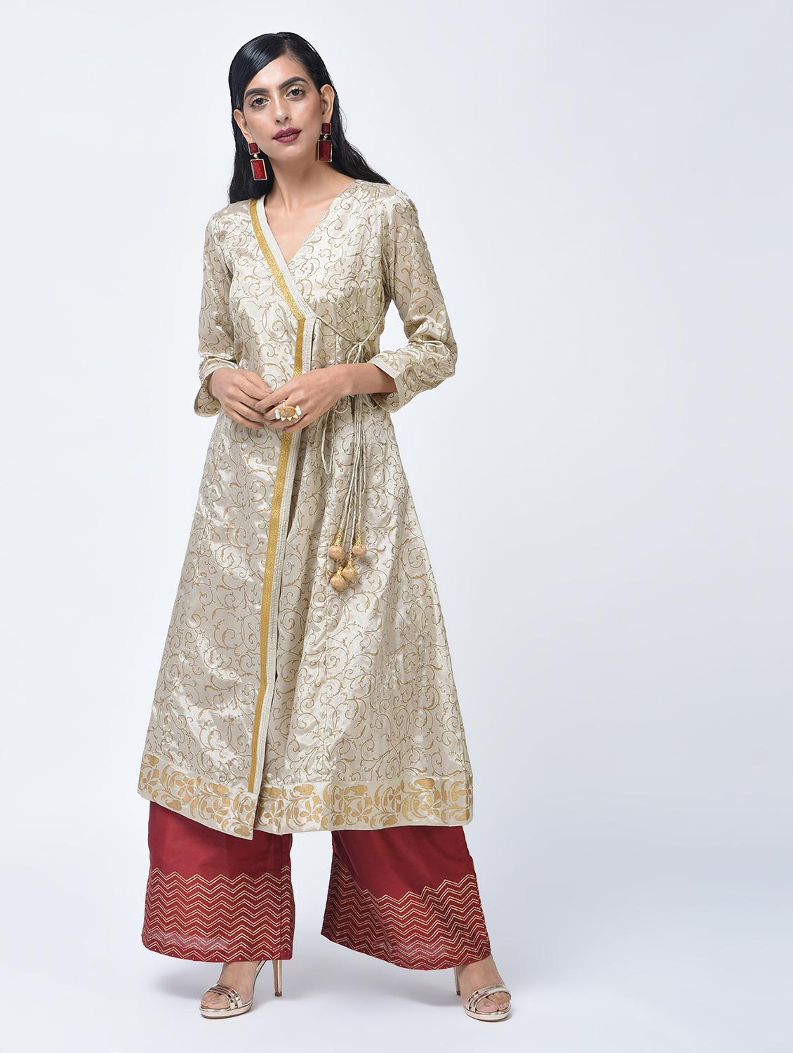 angrakha block print kurta - 15456334 - Zoom Image - 3