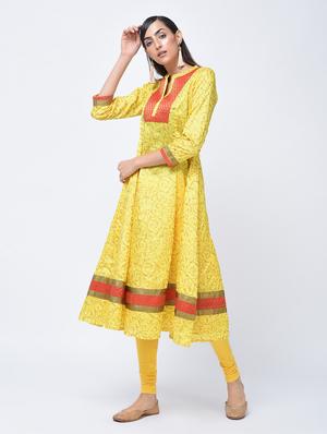 a-line block print kurta - 15456341 - Standard Image - 3