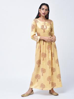 flared foil printed dress with tassels - 15456354 - Standard Image - 3