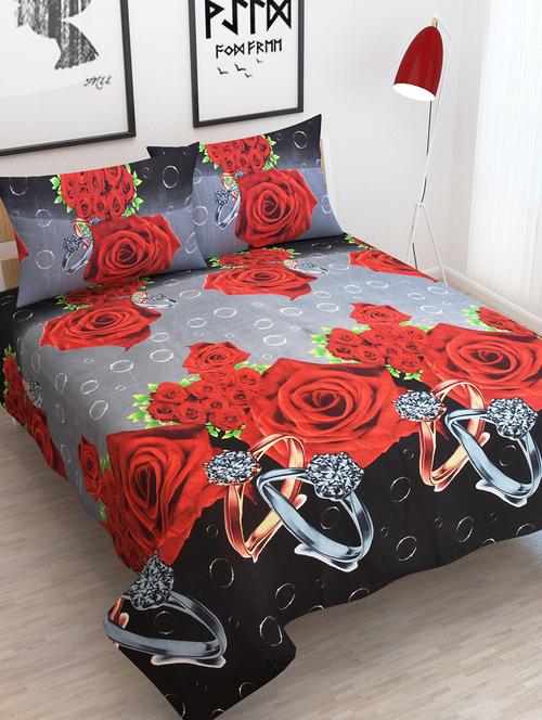 polycotton double bedsheet with 2 pillow covers - 15456977 - Very Small Image - 1