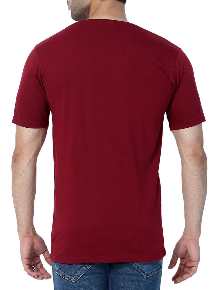 maroon cotton chest print tshirt - 15457008 - Zoom Image - 3