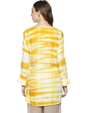yellow viscose straight kurti - 15458299 - Standard Image - 3