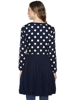 blue viscose flared kurti - 15458310 - Standard Image - 3