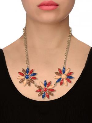multi colored metal short necklace - 15458317 - Standard Image - 3