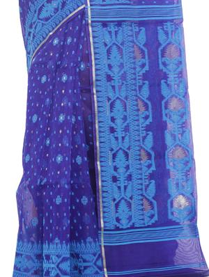 Muslin hand woven jamdani saree with blouse - 15458762 - Standard Image - 3