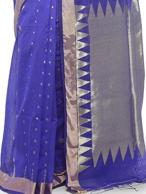 Golden Zari jamdani saree with blouse - 15458772 - Standard Image - 3