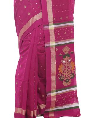 Golden Zari jamdani saree with blouse - 15458778 - Standard Image - 3