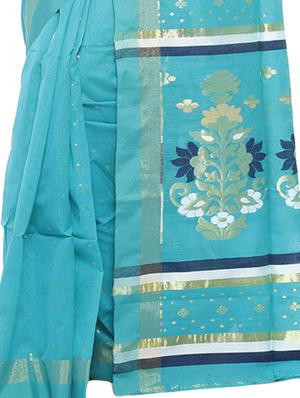 Golden Zari jamdani saree with blouse - 15458780 - Standard Image - 3