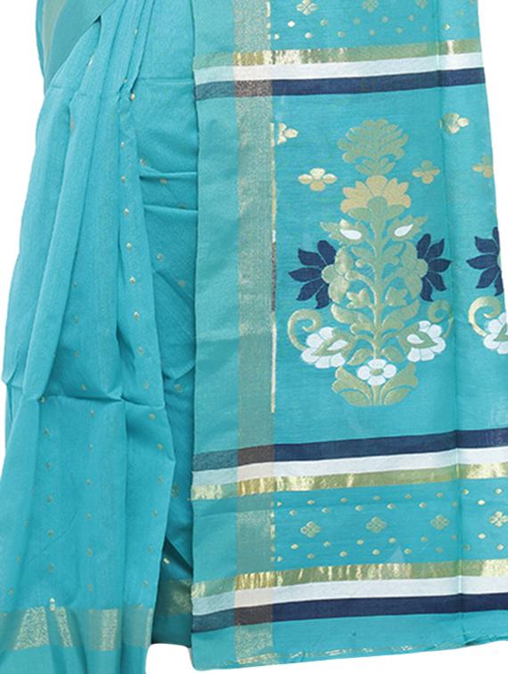 Golden Zari jamdani saree with blouse - 15458780 - Zoom Image - 3