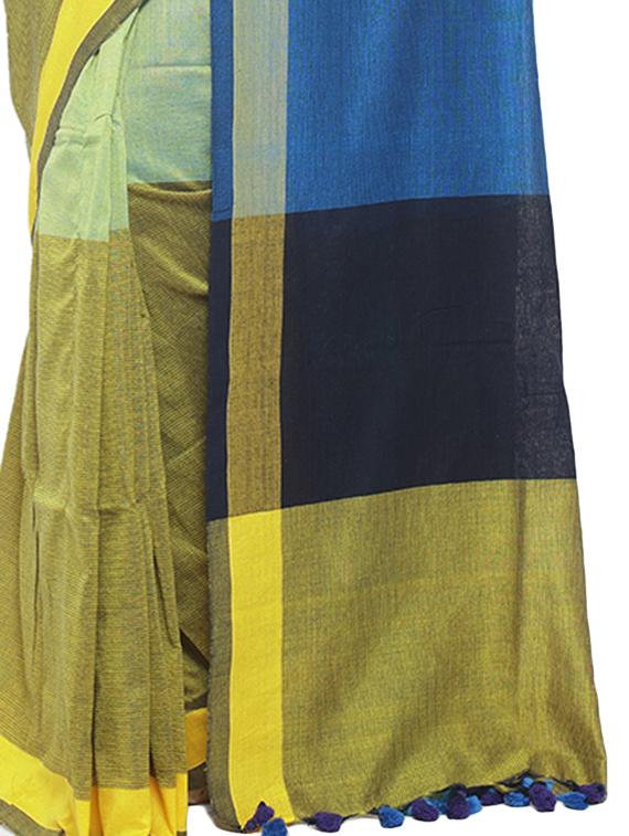 Organic Cotton handloom saree with blouse - 15458787 - Zoom Image - 3