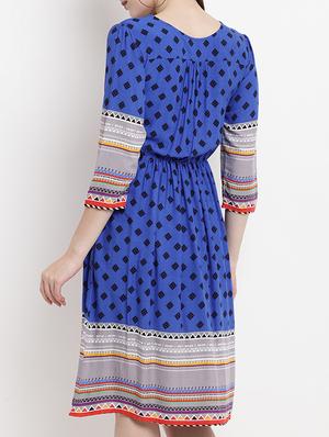 tassel tie neck a-line dress - 15459232 - Standard Image - 3