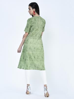 a-line checkered kurta - 15460152 - Standard Image - 3