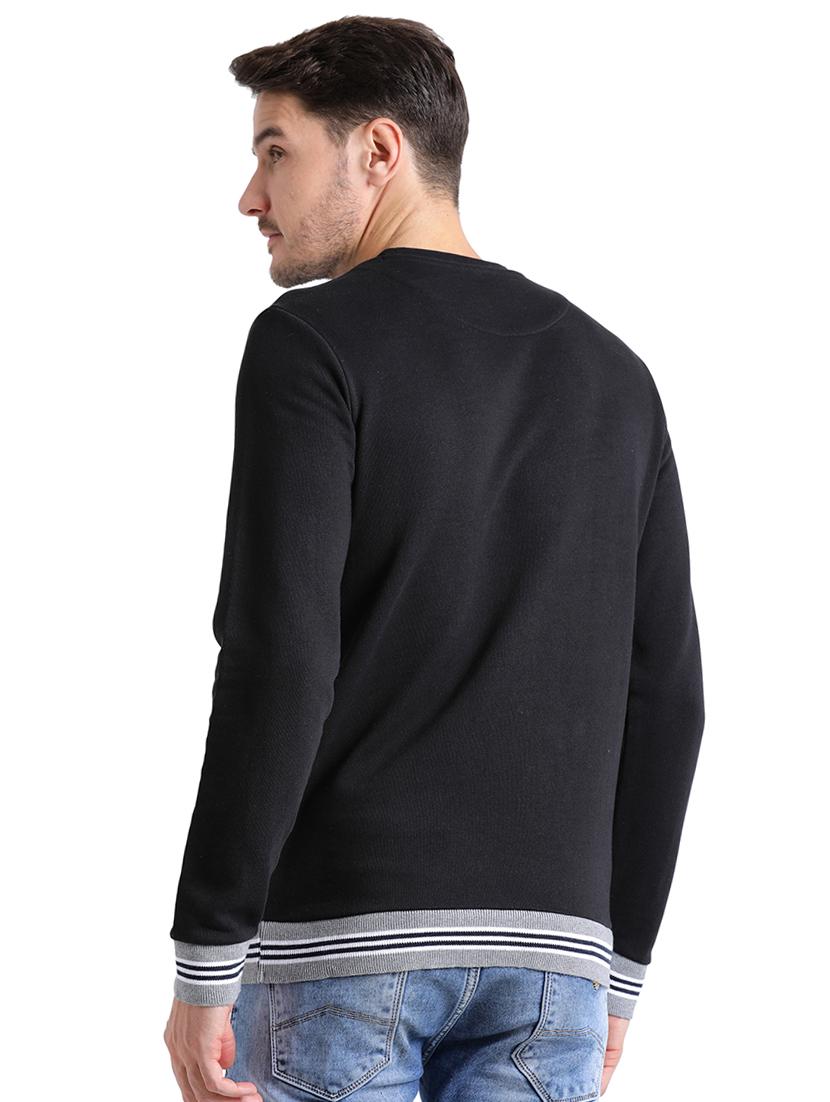 black cotton chest print sweatshirt - 15460329 - Zoom Image - 3