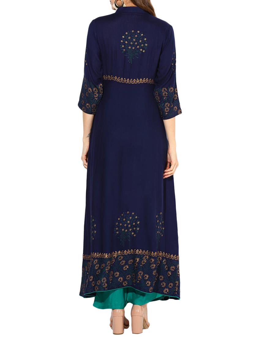 high-low block printed kurta - 15462865 - Zoom Image - 3