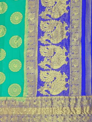 gold zari motif kanjivaram saree with blouse - 15464036 - Standard Image - 3