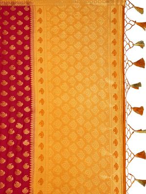 zari paisley motif kanjivaram saree with blouse - 15464088 - Standard Image - 3