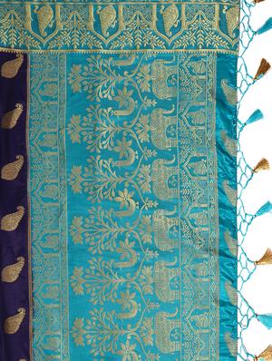 gold zari motif kanjivaram saree with blouse - 15464113 - Standard Image - 3