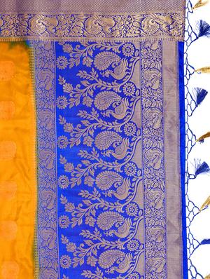 contrast pallu conversational kanjivaram saree with blouse - 15464241 - Standard Image - 3