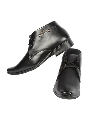 black Leatherette lace-up derbys - 15466662 - Standard Image - 3
