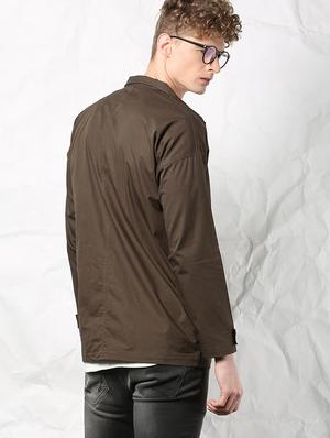 brown polyester casual jacket - 15467611 - Standard Image - 3