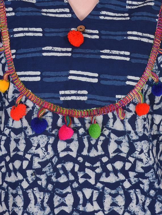 blue cotton aline kurti - 15468526 - Zoom Image - 3