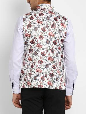 white cotton nehru jacket - 15468704 - Standard Image - 3