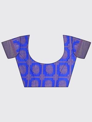 contrast border conversational woven saree with blouse - 15469455 - Standard Image - 3