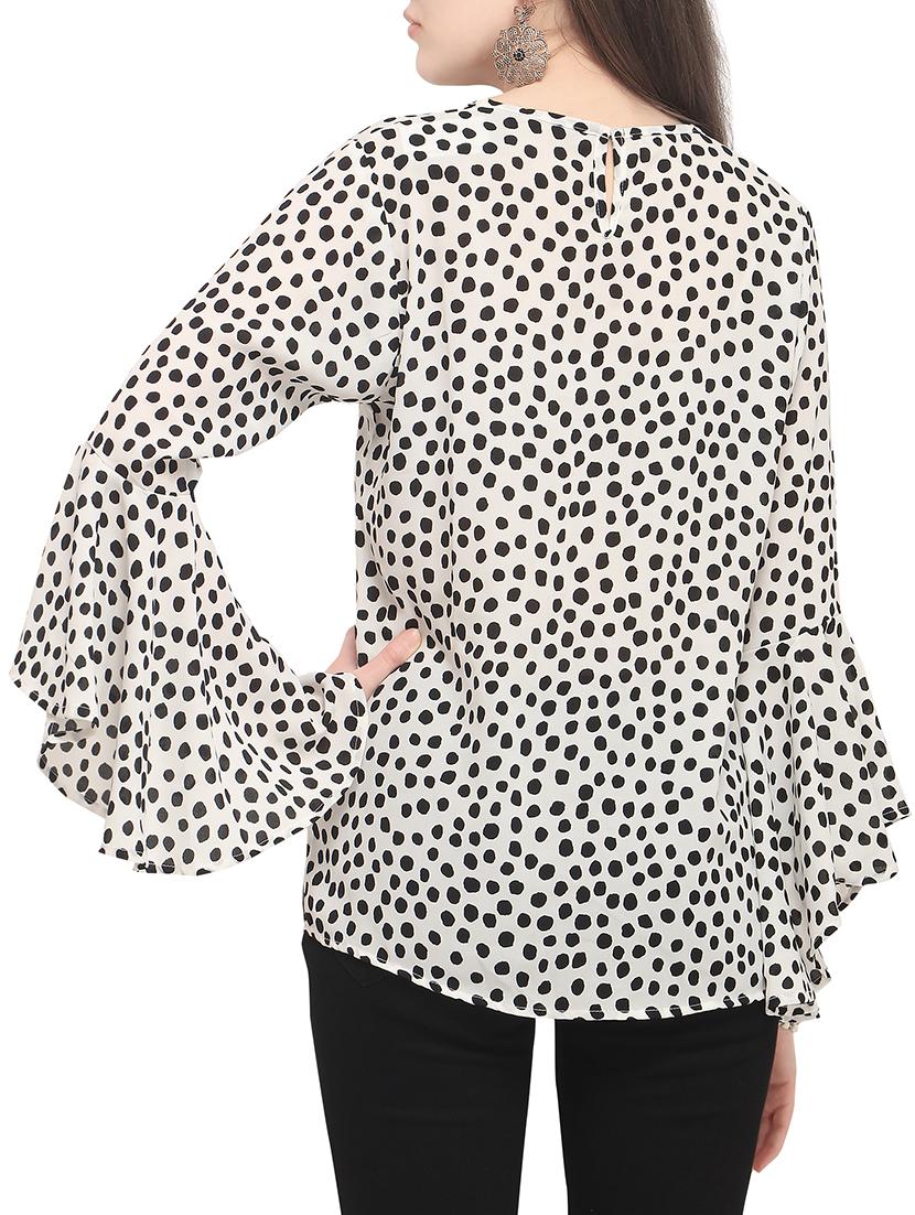polka dot bell sleeved top - 15469856 - Zoom Image - 3