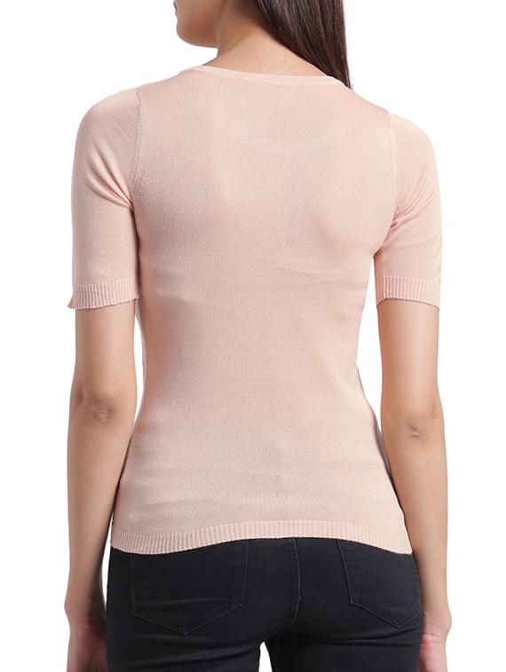 peach self design knitted top - 15471249 - Zoom Image - 3