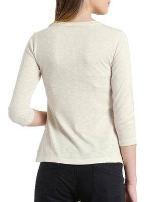 cream button detail asymmetric top - 15471255 - Standard Image - 3