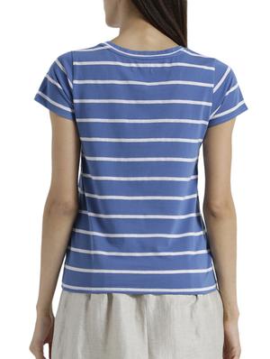 short sleeved striped top with tie up front - 15471271 - Standard Image - 3